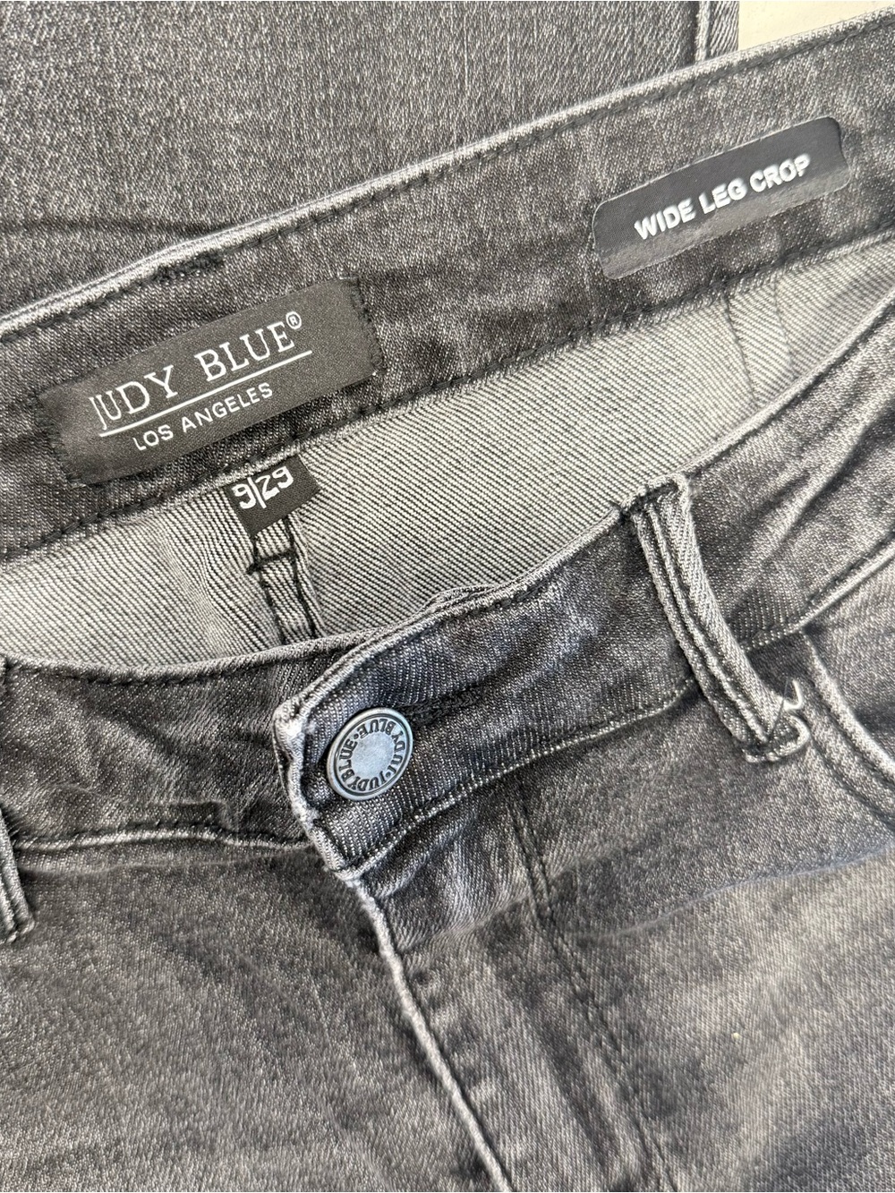 Judy Blue Washed Black Cropped Wide-Leg Jeans - Picture 2 of 4